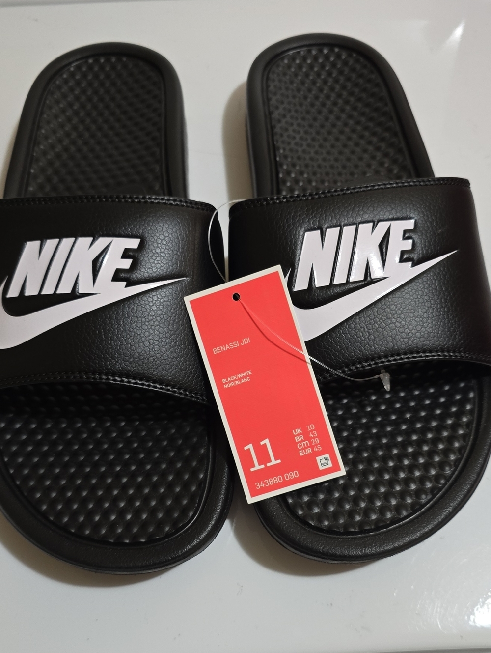 Nike Black Slide Sandals with White Logo